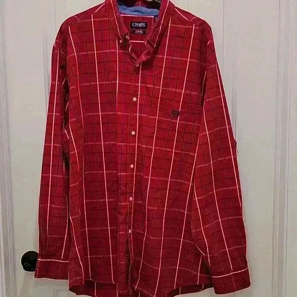 Chaps Red Blue Button Down Stretch Shirt Size 3XL - Picture 7 of 7